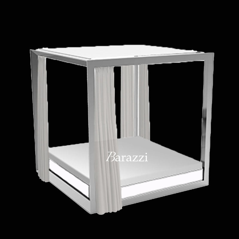 VELA DAYBED Square Light White Pergola with Curtains - VONDOM