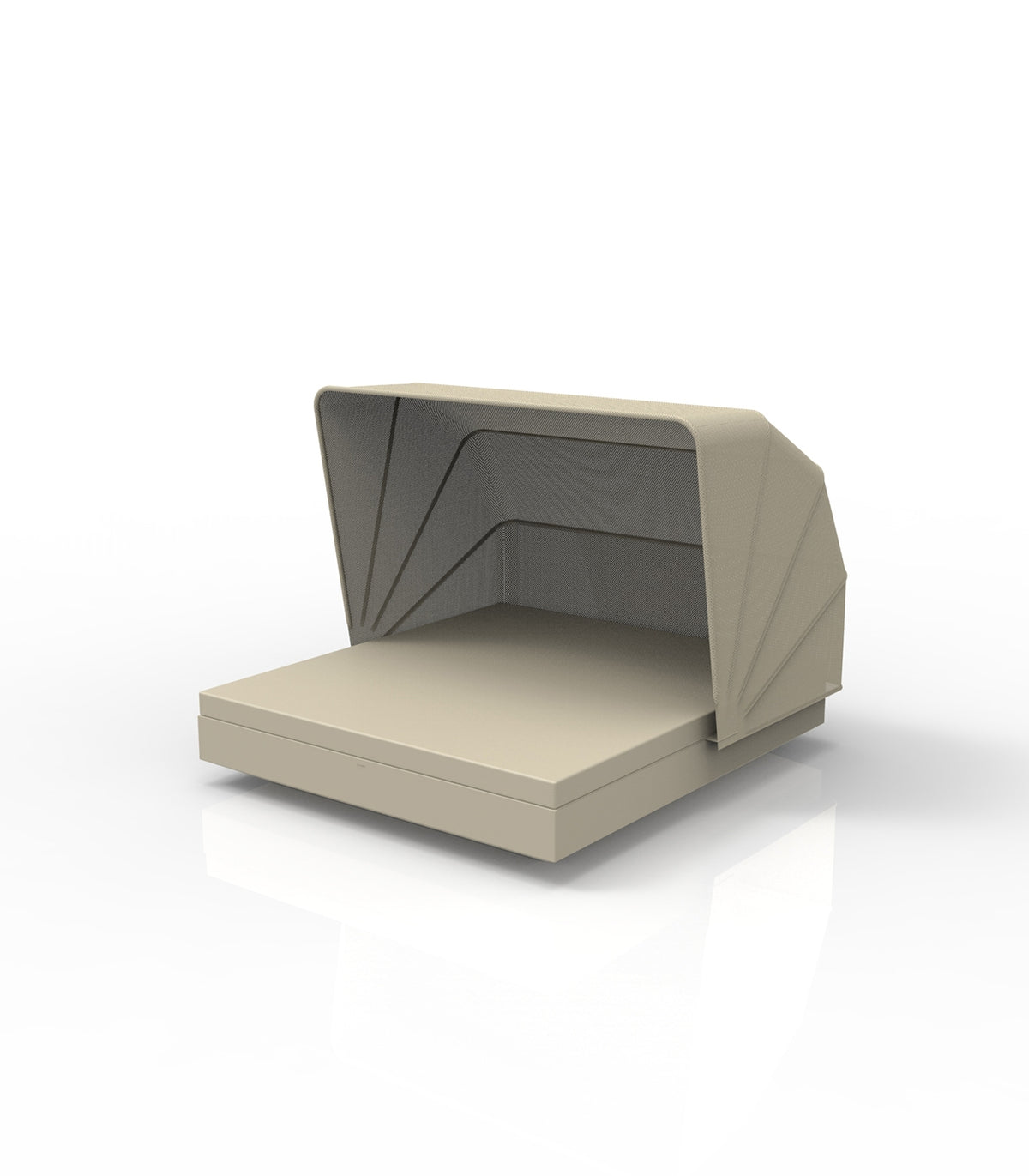 Chaiselongue 2 Personnes Ecru Protection UV Bord de Piscine avec Parasol Integre