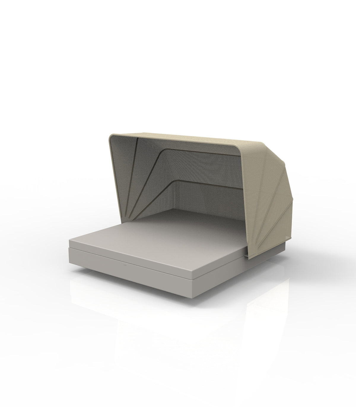 Bain de Soleil Taupe Carre avec Parasol Ecru