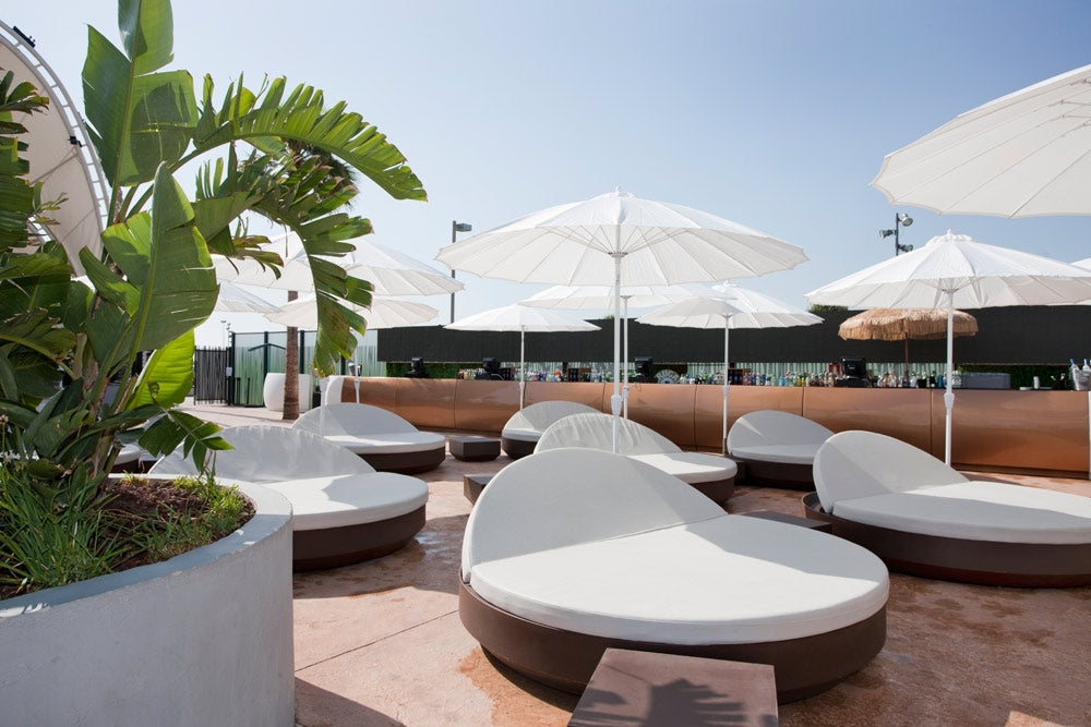 Private Terrace Hotel Valencia Spain with Transat XL Reclining Backrest Bronze and White by Vondom