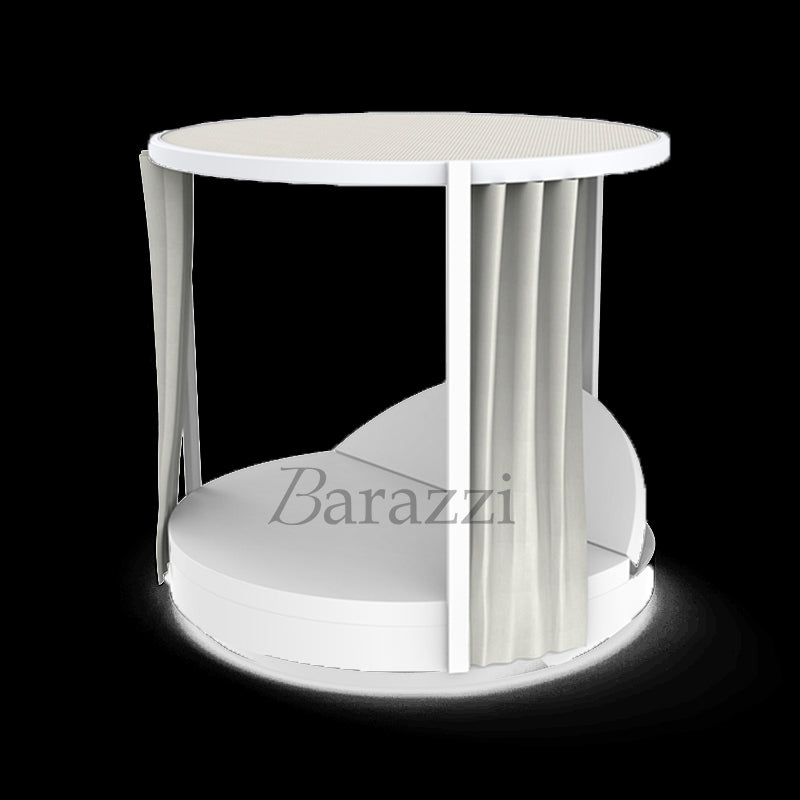Transat VELA DAYBED Rond et Lumineux Blanc avec Parasol à rideaux et Dossier Inclinable - VONDOM