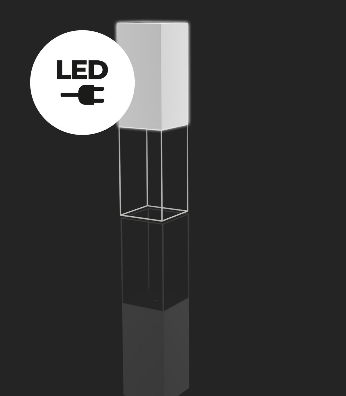 VELA HIGH CUBE LAMP 40X40X152  - Large indoor light lamp