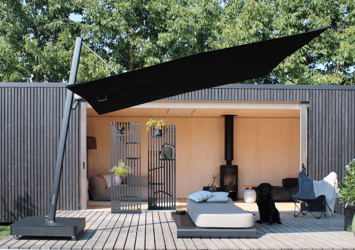 VERSA UX FULL BLACK - Parasol Plat Déporté 3 x 3 Umbrosa
