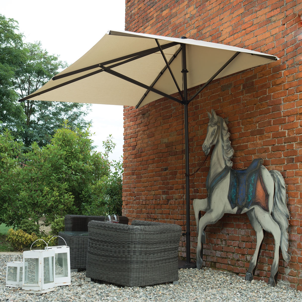 Wall Half Rectangular Umbrella to Place Against a Wall by Fim
