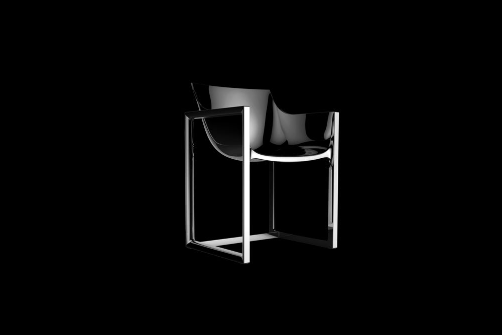 WALL STREET SILVER Outdoor Seat with Armrests Silvered Lacquered Gloss Vondom