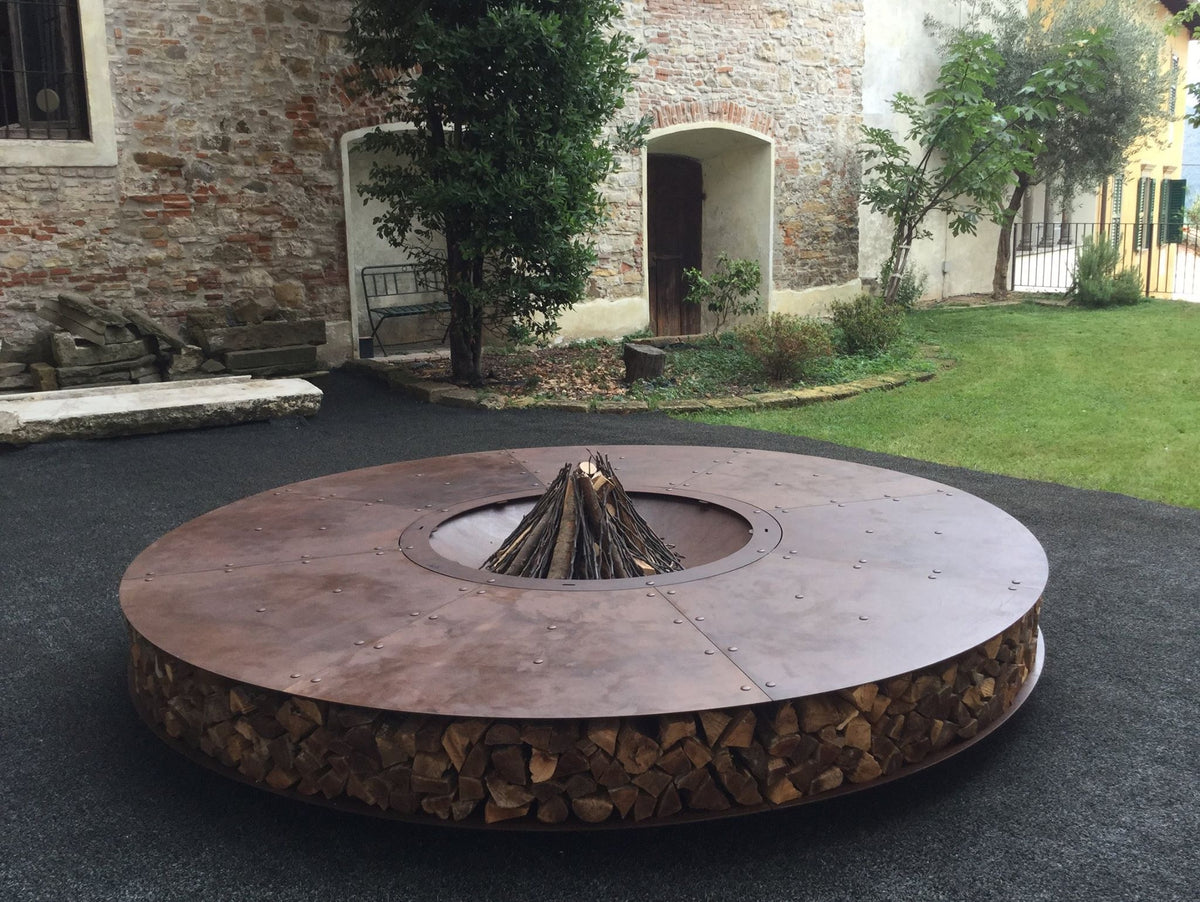 Brasero Geant ZERO 300 cm Acier Corten tres design meme non allume