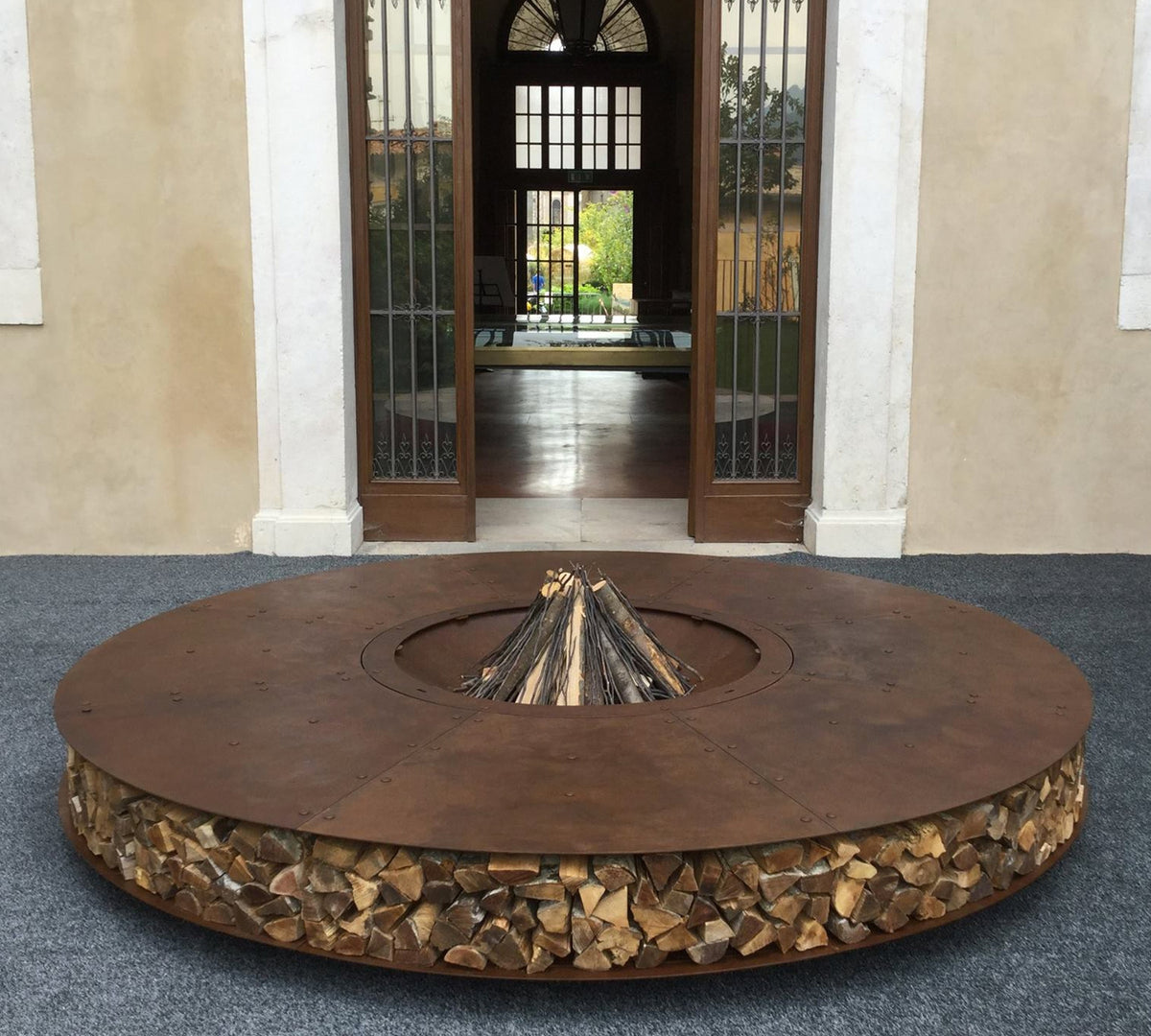 ZERO 300 Brasero Geant Acier Corten Finition Rouille Ø 300 par AK47