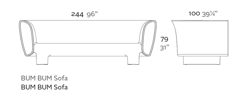 Dimensions du canapé Bum Bum de chez Vondom