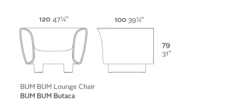 Dimensions du fauteuil design Bum Bum Vondom