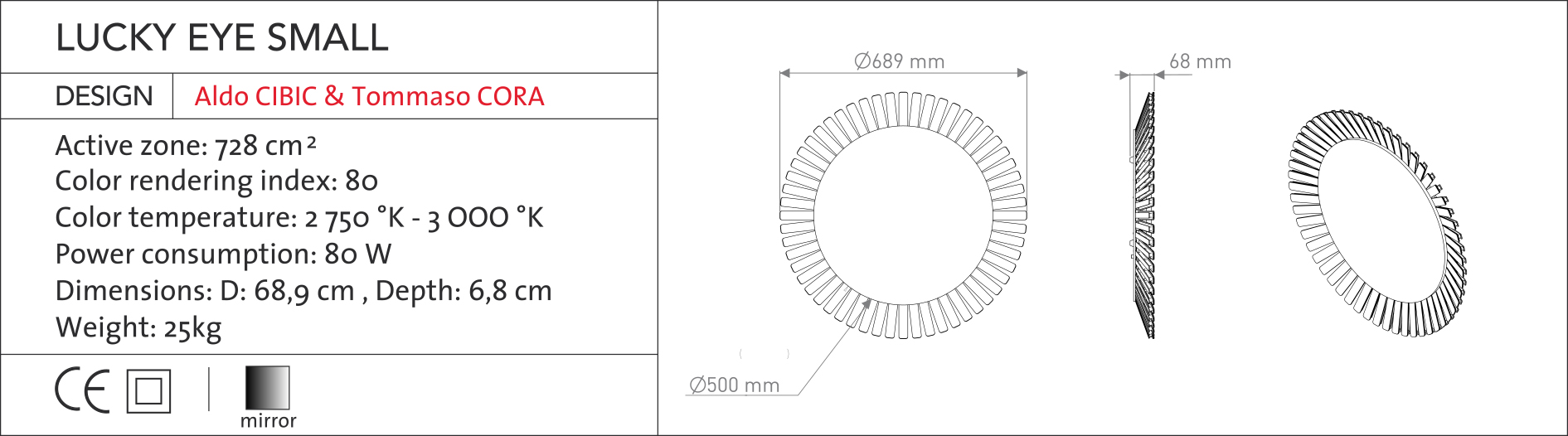 Specifications LUCKY EYE SMALL Round Wall Lamp