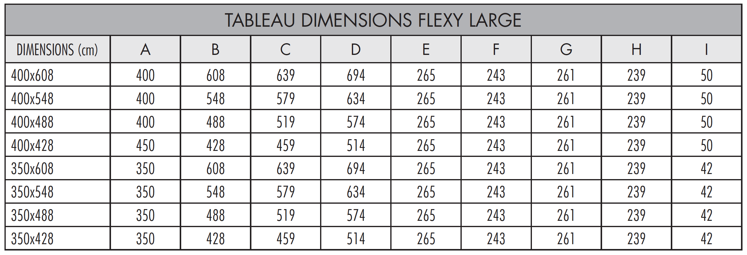 Tableau Dimensions Parasol Flexy Large par Fim