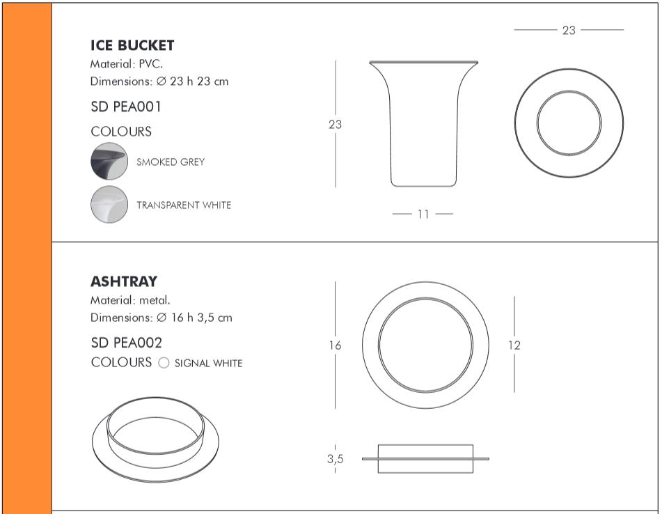 Accessoires proposés pour la table peak slide design