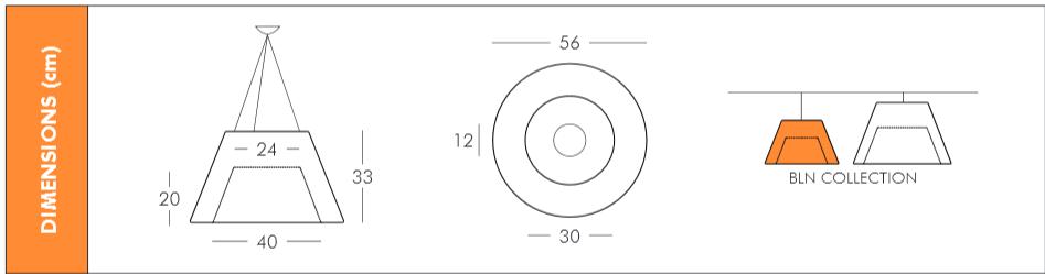 Dimension de la suspension BLN Slide Design Ø60 cm