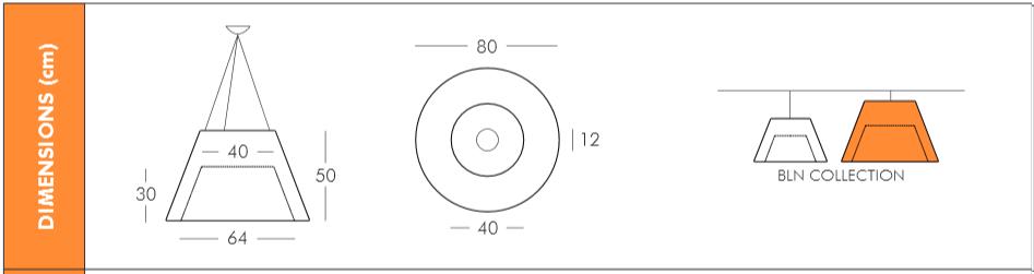 Dimension de la suspension BLN Slide Design Ø80 cm