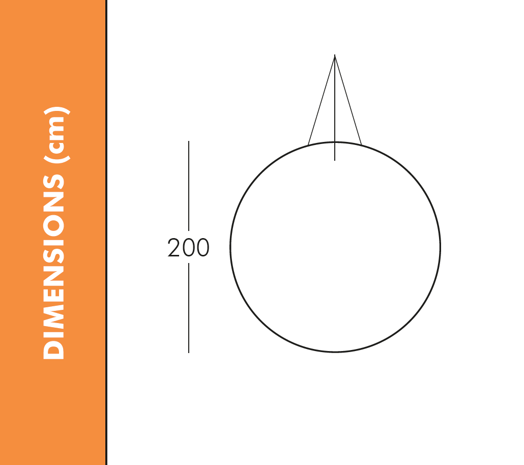 Dimensions Suspension GLOBO 200 Sphere Lumineuse Geante 200 cm Finition Mate