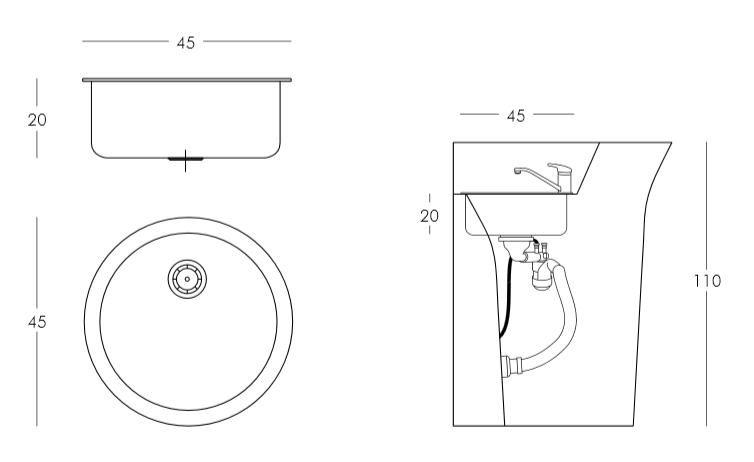 Evier proposé en option pour le bar d'angle Jumbo Slide Design