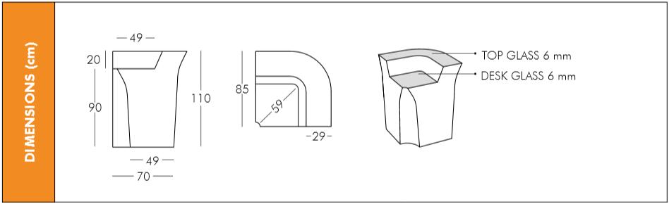 Dimensions bar d'angle Jumbo Non Lumineux slide design