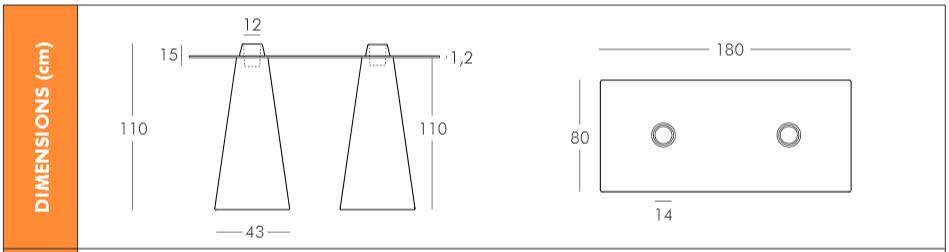 Dimensions du double mange debout slide design prak 120