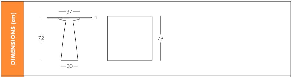 Dimension table carrée Hopla plateau 79 cm