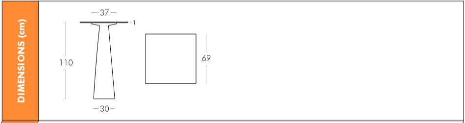 Dimension table carrée Hopla plateau 110 cm