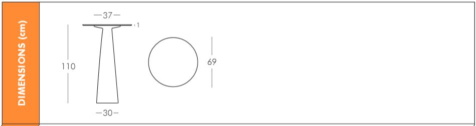 Dimension table ronde Hopla plateau 110 cm