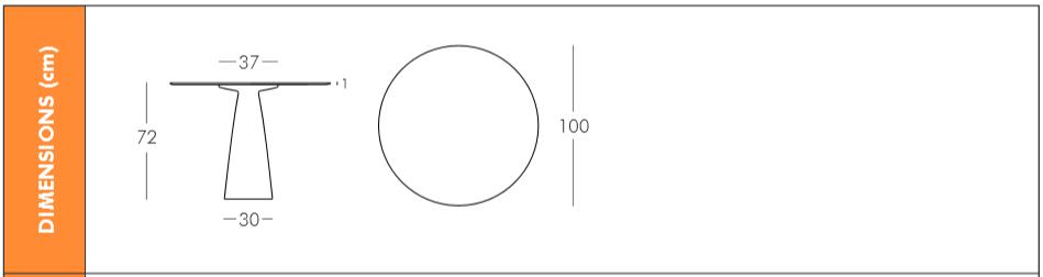 Dimension table ronde Hopla plateau 100 cm