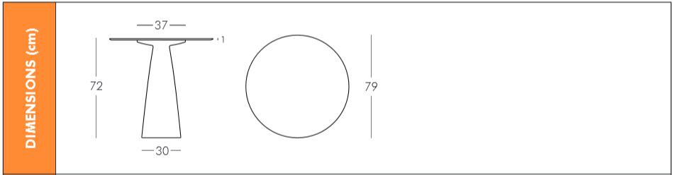 Dimension table ronde Hopla plateau 79 cm