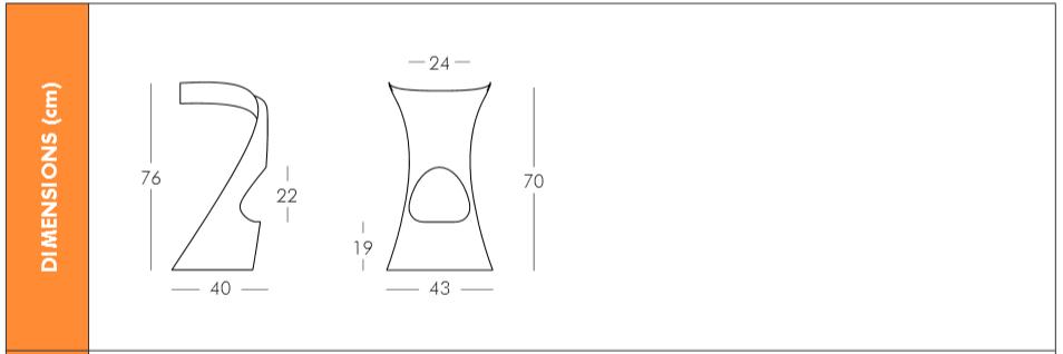 Dimensions du tabouret de bar Koncord Slide design