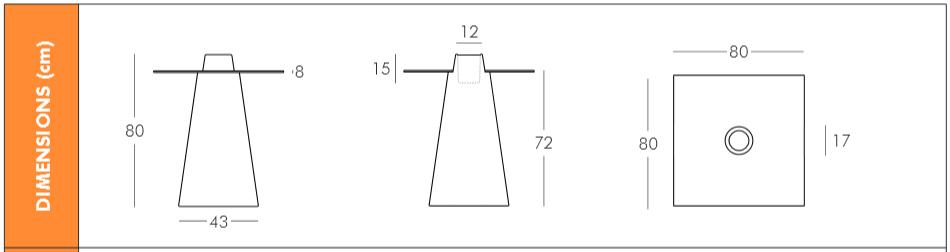 Table de repas peak slide design 80 cm