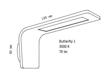 Dimensions de l'applique murale à led Butterfly1 Tunto