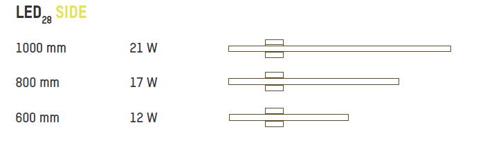 Dimension et puissance applique en bois side led28 Tunto