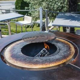 grille barbecue table haute brasero plancha fusion bois vulx