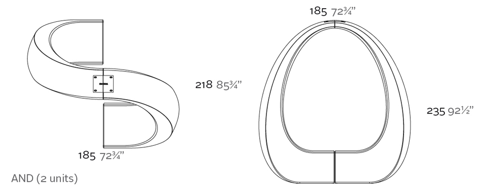 Dimensions AND Luz Bench by Vondom