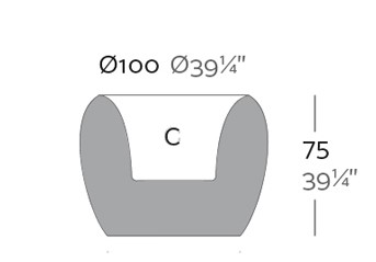 Dimensions Blow Pot 75 Vondom