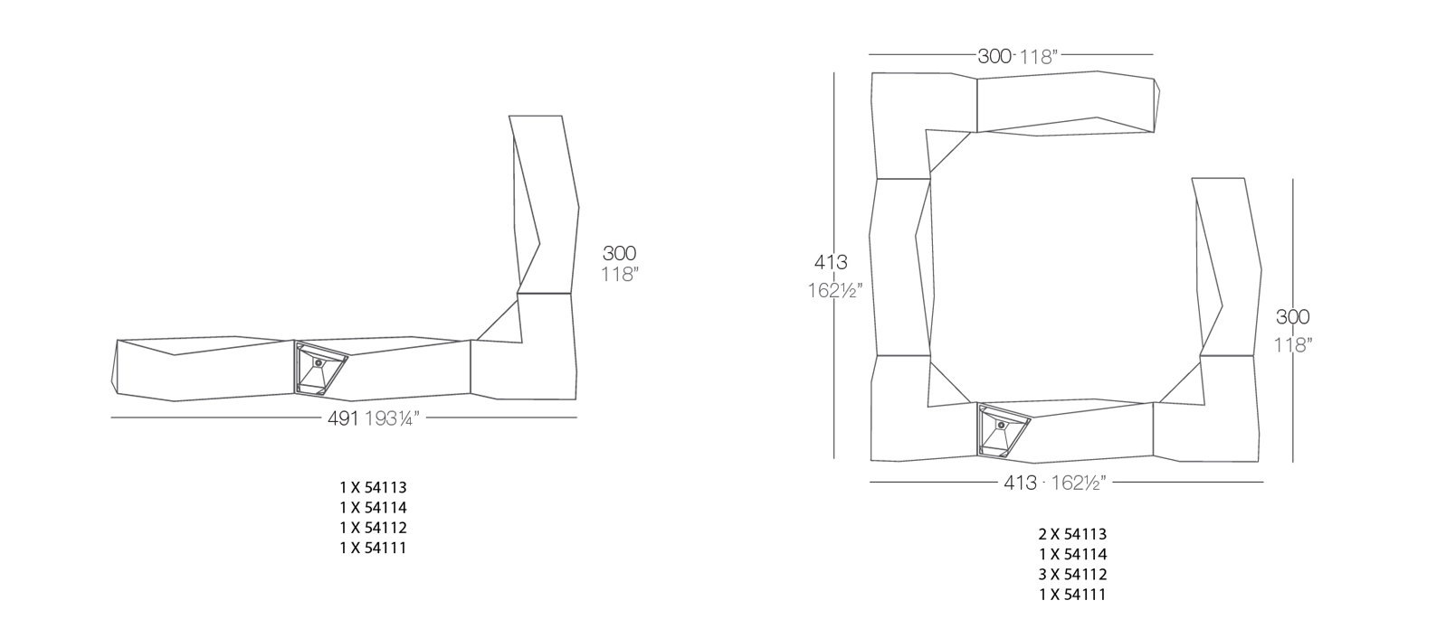 Compositions possibles Faz Bar Lateral Lumineux Vondom