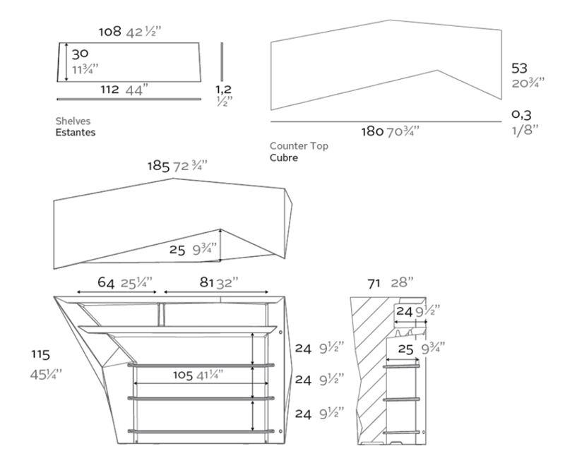 Dimensions-Bar-FAZ-Module-Lateral-Laque-Vondom