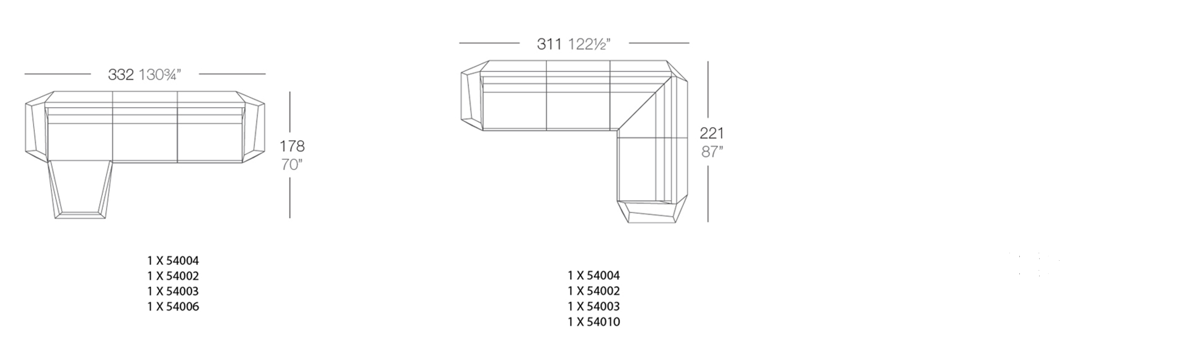 Combinaisons Possibles des Modules FAZ Sofa Vondom (notamment avec le central) 1