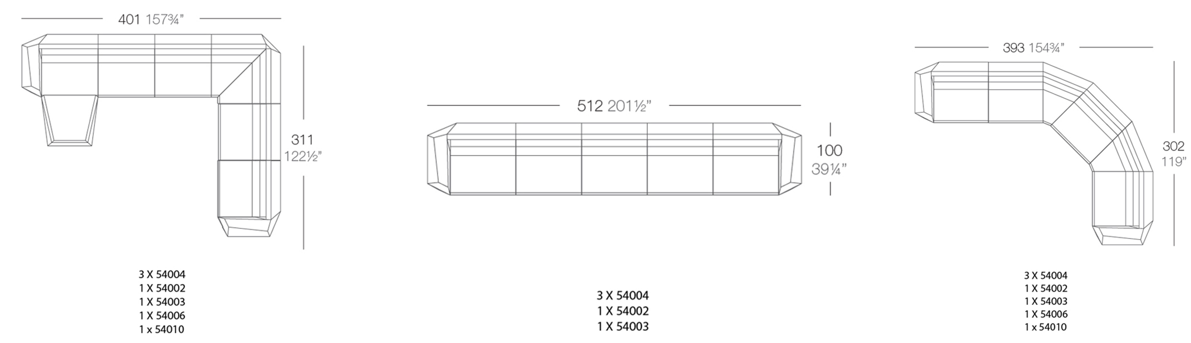 Combinaisons Possibles des Modules FAZ Sofa Vondom (notamment avec le central) 2