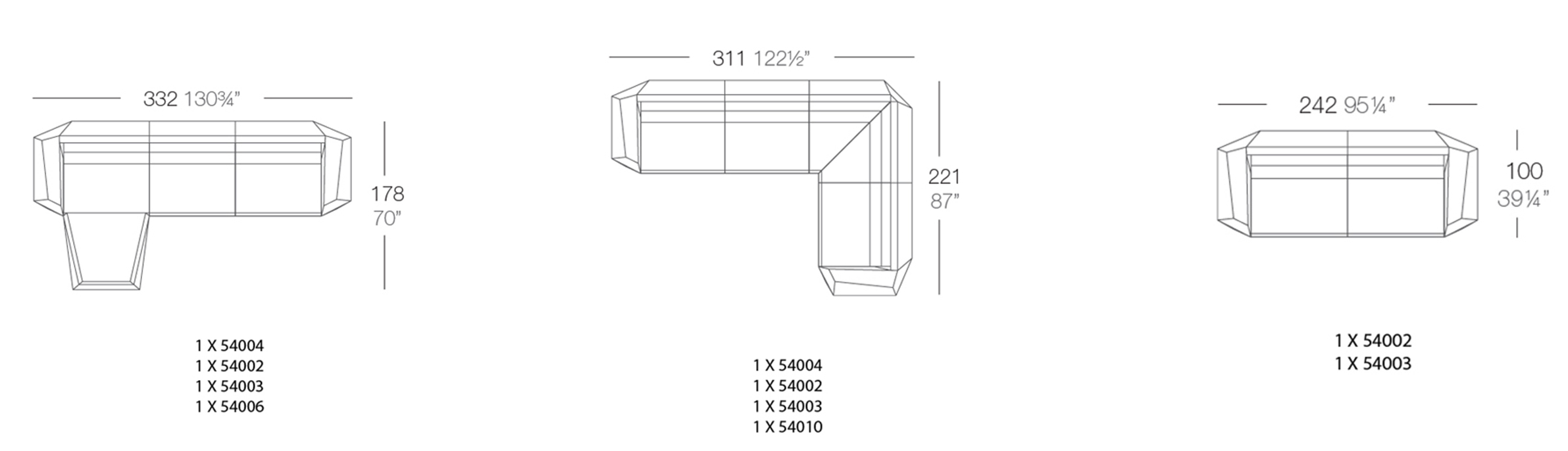 Combinaisons Possibles des Modules FAZ Sofa Vondom 1