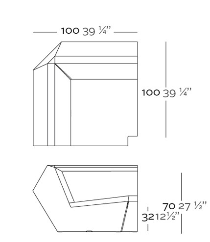 Dimensions Canape FAZ Sofa Module Angle 90 Vondom