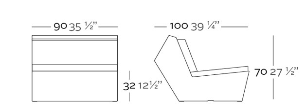 Dimensions Canape FAZ Sofa Module Central Vondom