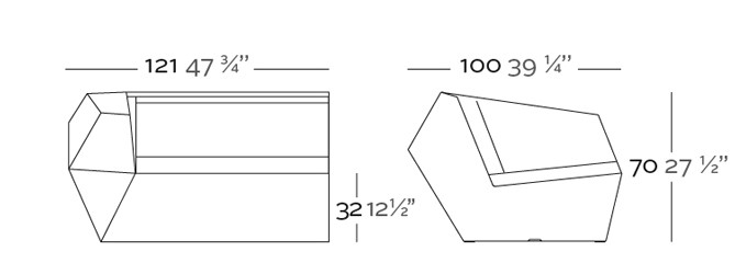 Dimensions Canape FAZ Sofa Module Droit Vondom