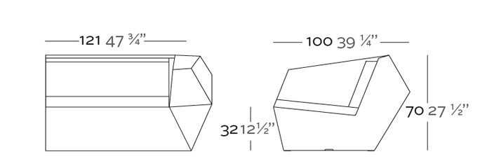 Dimensions Canape FAZ Sofa Module Gauche Vondom