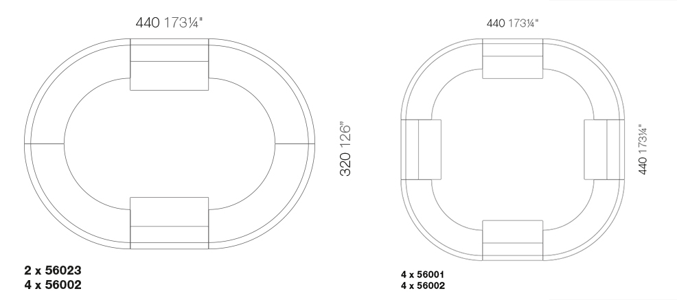 Possible combinations for FIESTA Oudoor Modular Bars Vondom