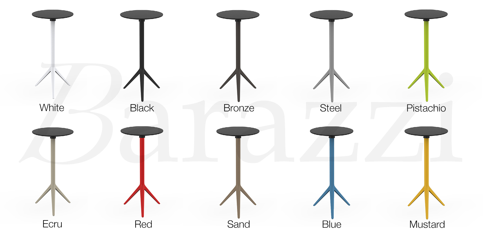 Colors MARI-SOL Tripod Bar Table with Round HPL Black Table Top