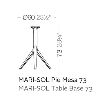 Dimensions Table Ronde MARI-SOL Medium 3 Pieds Plateau HPL