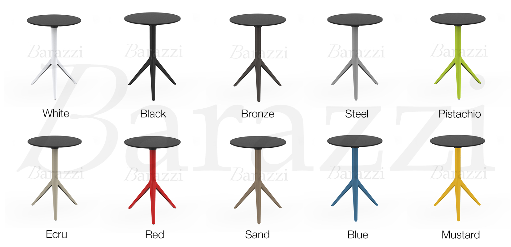 Colors MARI-SOL Tripod Restaurant Table with Black HPL Round Table Top