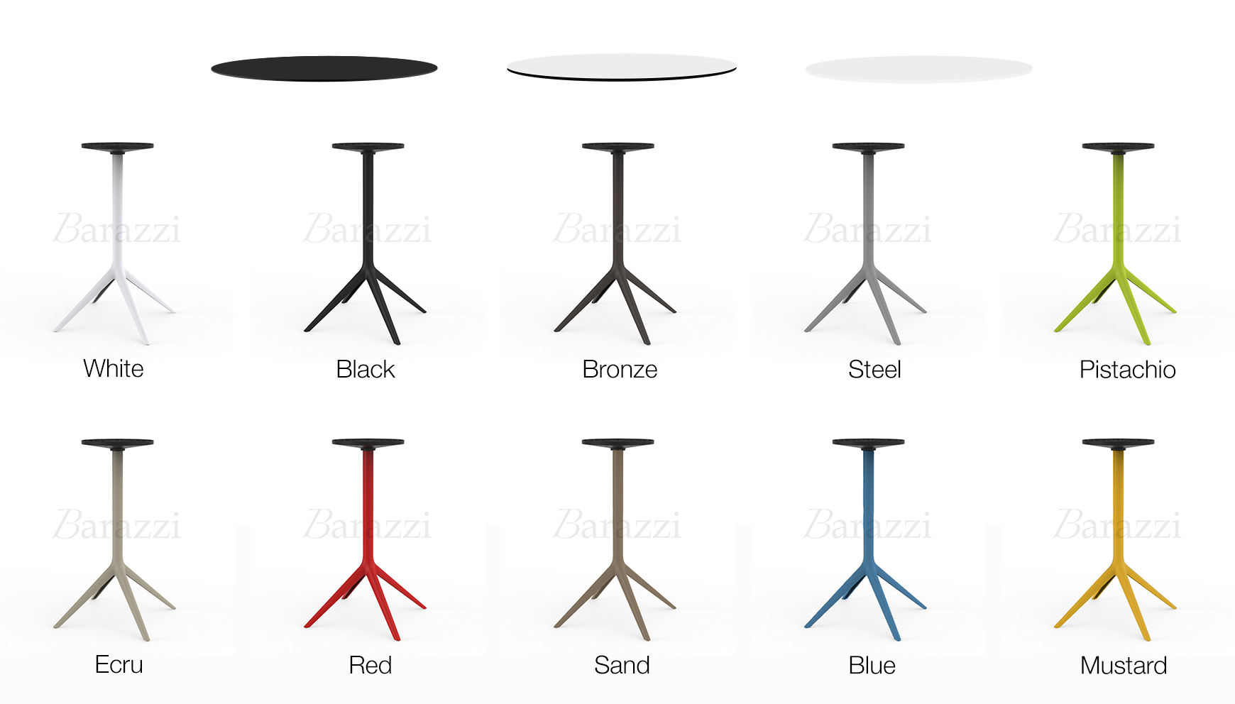 Colors MARI-SOL High Bar Table 4 Legs Black or White HPL Table Top