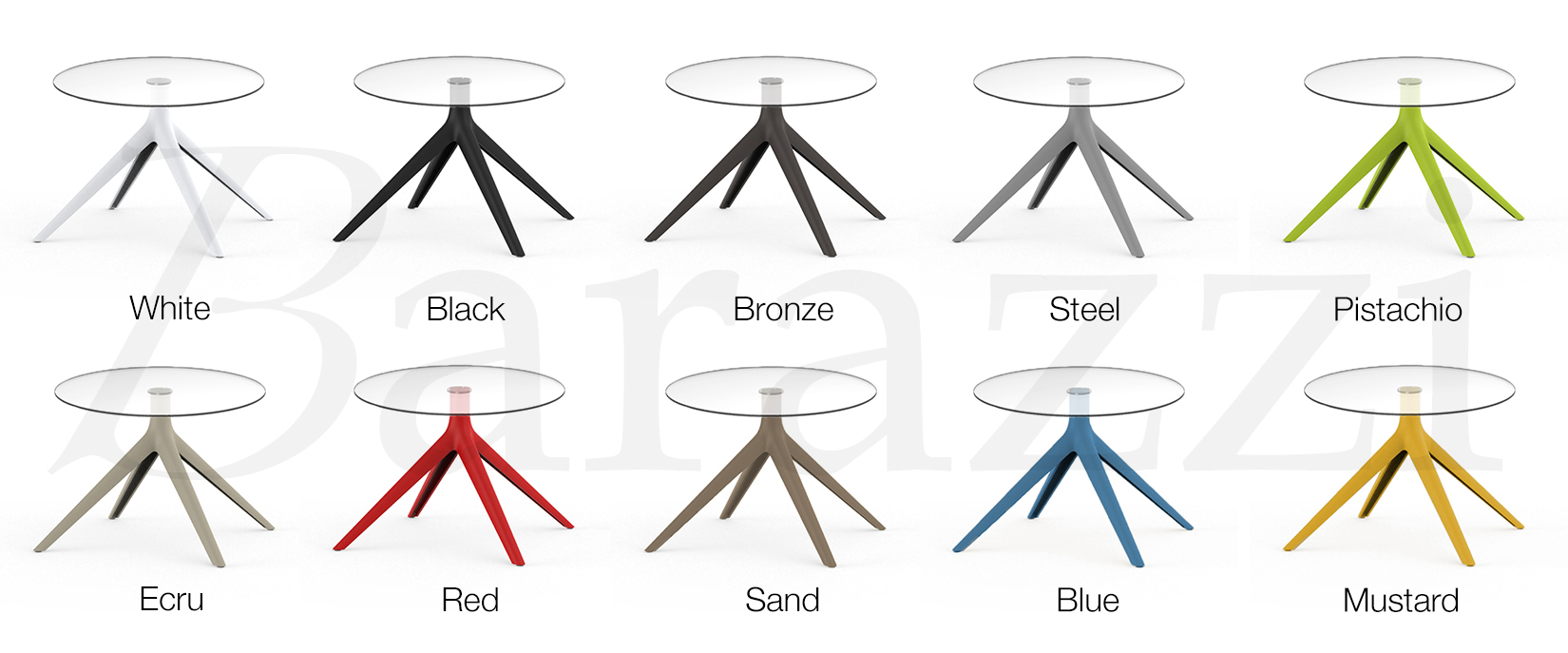 Colors MARI-SOL Round Side Table Glass Table Top 4 Legs