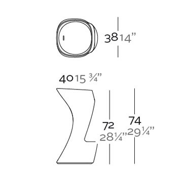 Dimensions Moma High Stool Bar Vondom